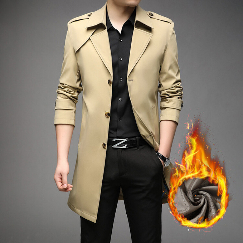 外贸批发跨境中长款风衣 有加棉款