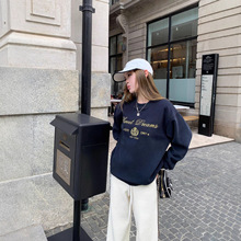 美式欧美潮流卫衣秋冬季新款百搭加绒加厚休闲复古潮牌印花上衣潮