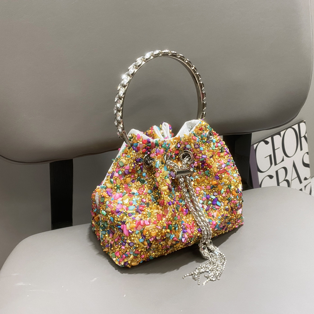 487g Weight String Closure Type Top Handle Strap Type Bucket Bag Bags Type Holiday, Shopping Occasion Polyester Material Solid Color Pattern All Seasons Season Women's Gender Streetwear Style Bucket Shape Medium Size Women's Medium Polyester Solid Color Streetwear Bucket String Bucket Bag 13