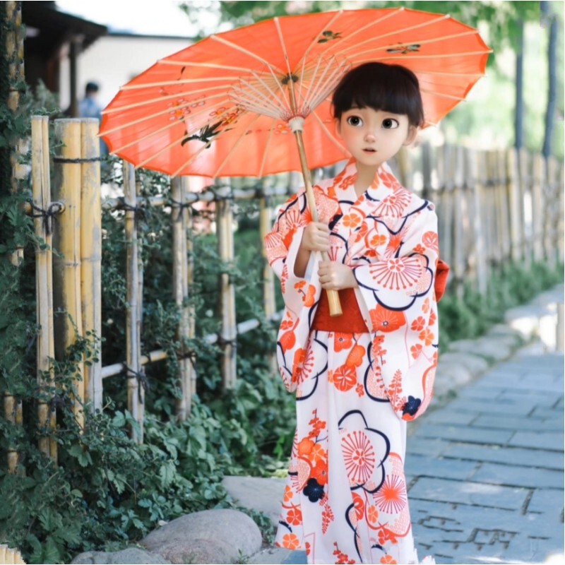 Japanese children's kimono improved traditional Japanese bathrobe girls' dress student performance clothing photography props clothing Japanese children's kimono improved traditional Japanese bathrobe girls' dress student performance clothing photography props clothing