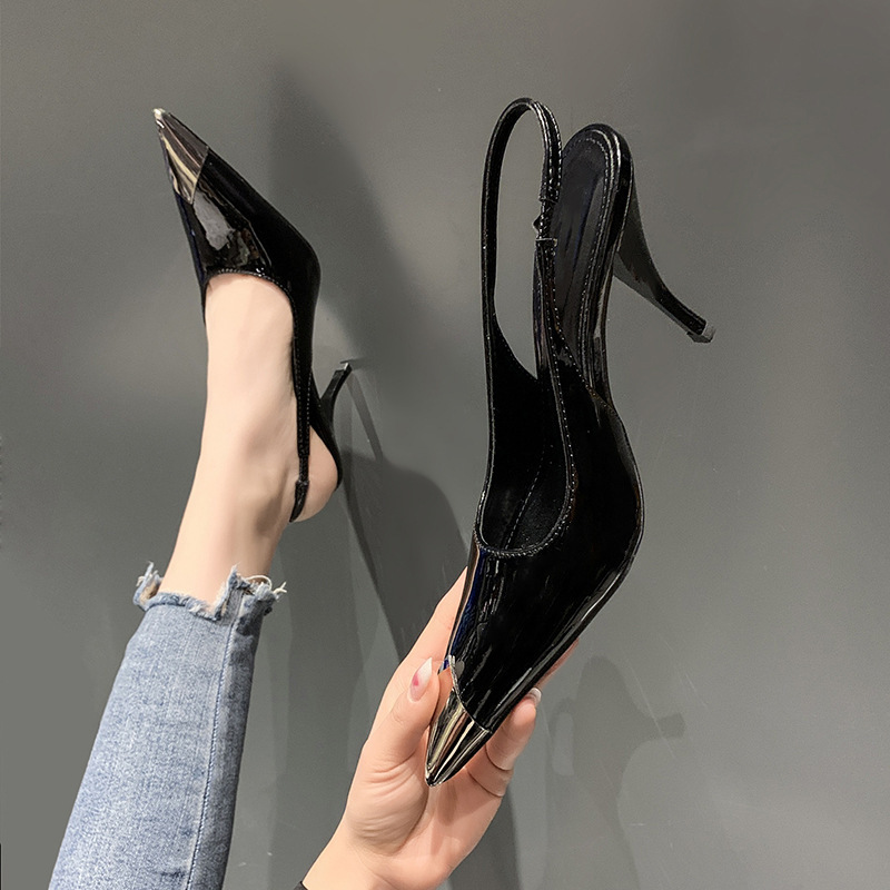 Fashionable high heels low-cut pointed-toe