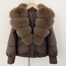 短款高端超大狐狸毛领羽绒服女冬季新款时尚百搭宽松白鸭绒羽绒服