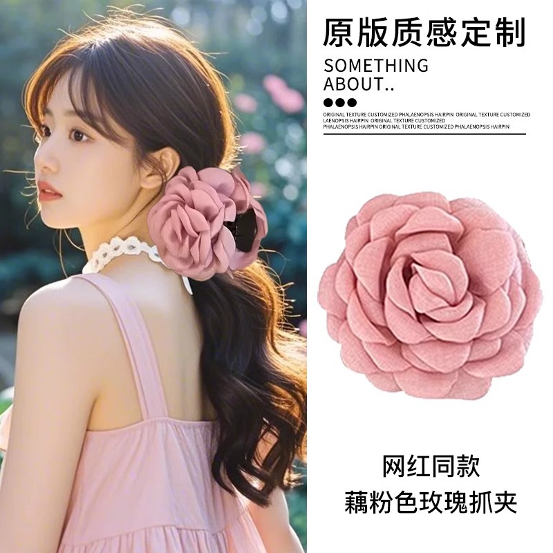 Flores rojas agarrando clips secos rosa clips flores 2025 nuevas vacaciones en el mar tiburón clips para el cabello