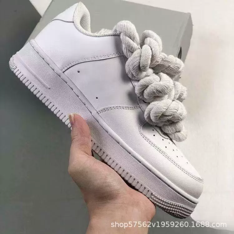 AF1 Air Force One Black Warrior Thick Rope Low-top High-Value Couple Модные мужские повседневные универсальные пары 315122.
