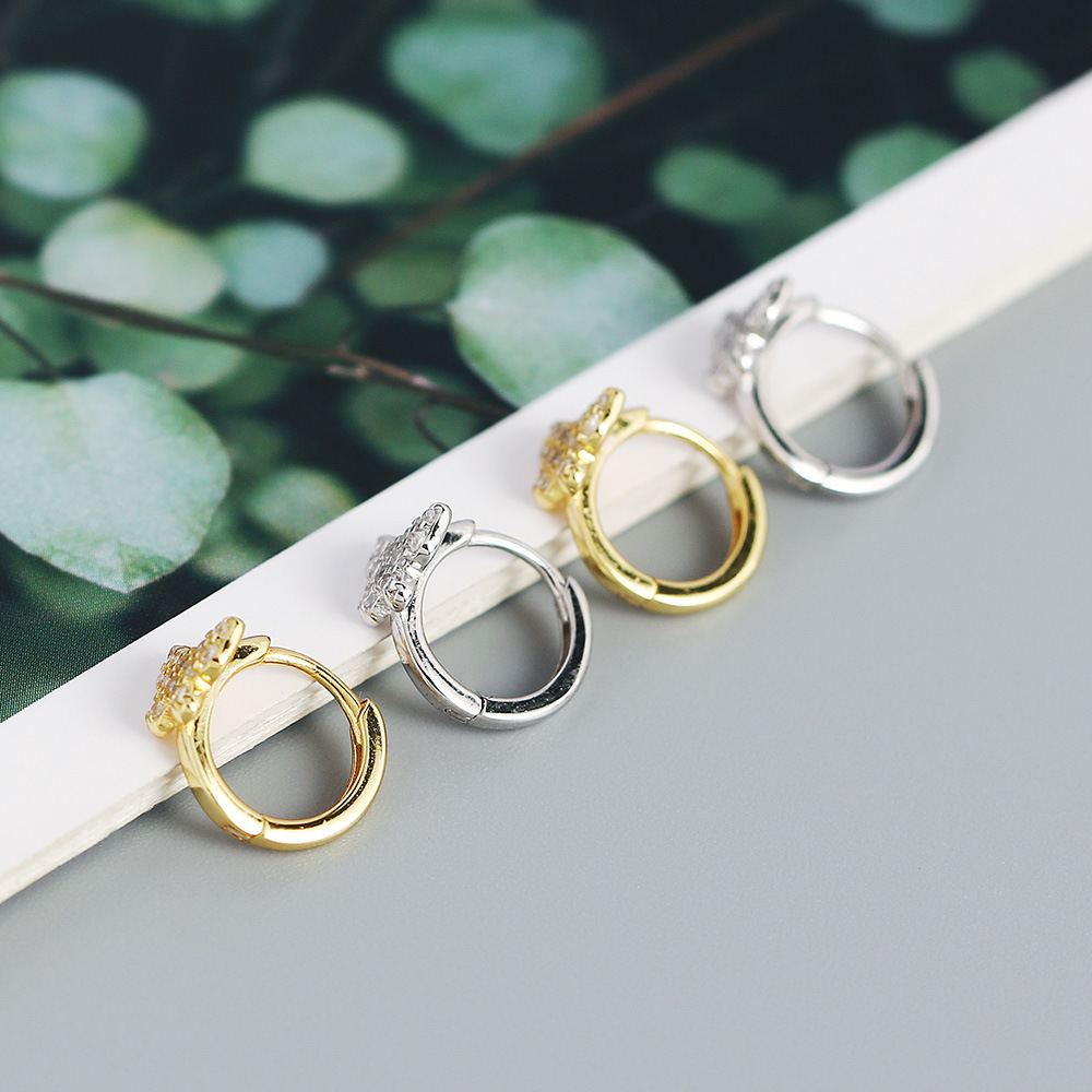 Sweet Butterfly Sterling Silver Plating Rhinestones Earrings 1 Pair