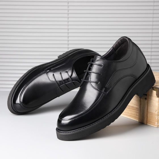 Business Dress Leather Shoes Men's Cowhide Invisible Inner Height 10cm British Light Platform Shoes 8cm Genuine Leather Men's Shoes