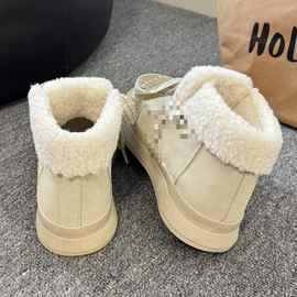 奶fufu厚底加绒板鞋女冬季新款保暖高帮小白鞋学生小众百搭棉鞋子