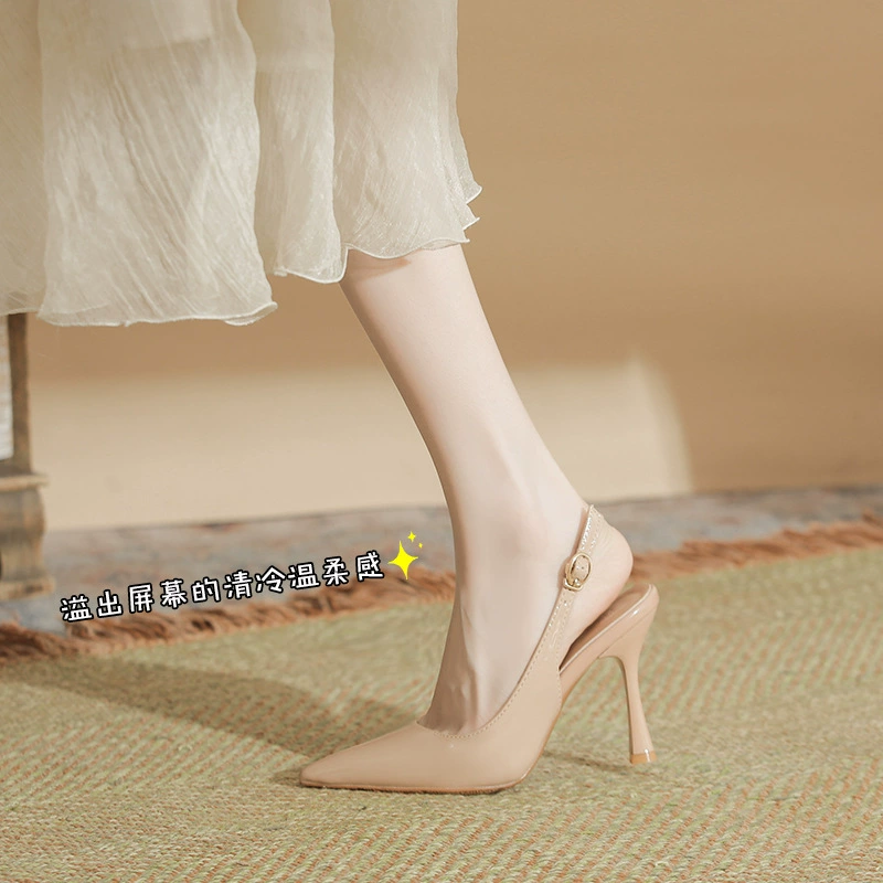 [Zodini] Корейские лакированные туфли на высоком каблуке с острым носком, женственные и универсальные, сандалии большого размера плюс толстые 41 43