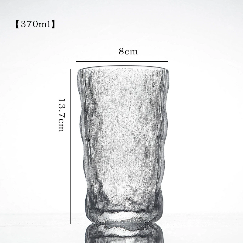 Glacier hammer cup Japanese-style transparent glass, textured ice pattern, household water/beer cup