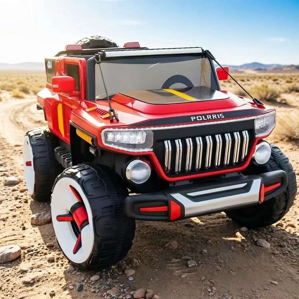 Coche Eléctrico Infantil de Cuatro Ruedas de Plástico con Control Remoto, Música y Batería Recargable