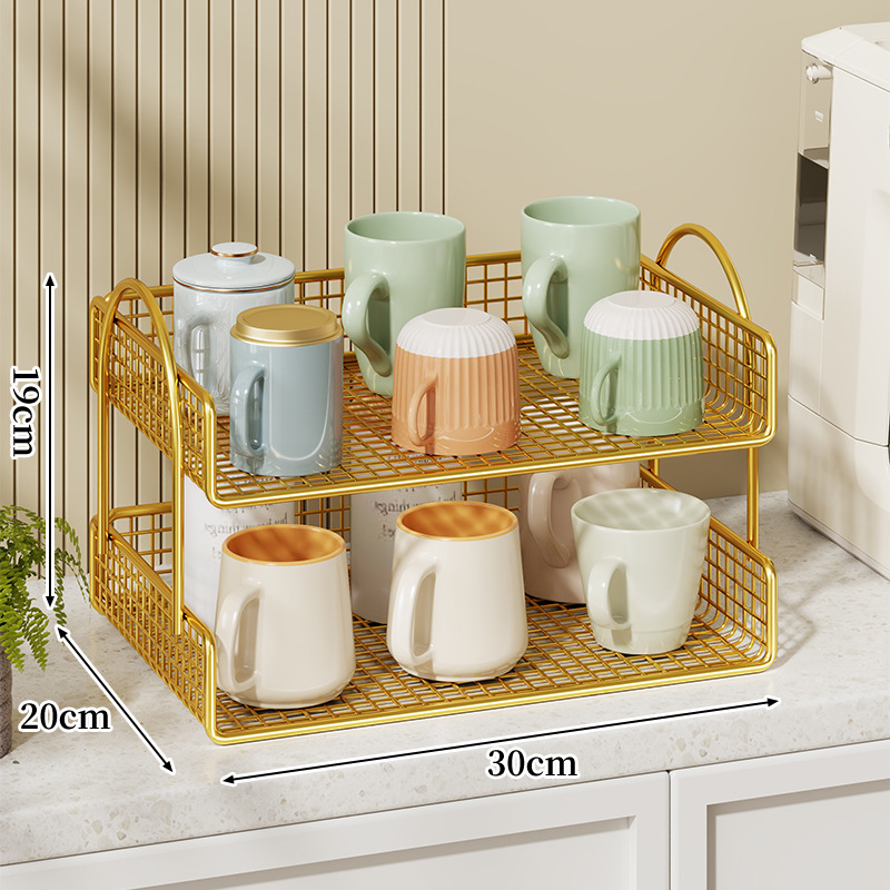 Estante Escurridor de Tazas de Hierro, Multicapa, para Escritorio