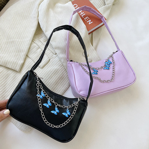 Underarm Small Bag Women's Bag  New Korean Style Butterfly Jewelry Chain Small Bag Casual Fashion Shoulder Handbag