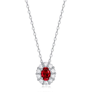 Cultivated Ruby S925 Necklace Silver Plated Platinum Inlaid Zircon Women's Pendant with Chain Silver Jewelry New Products