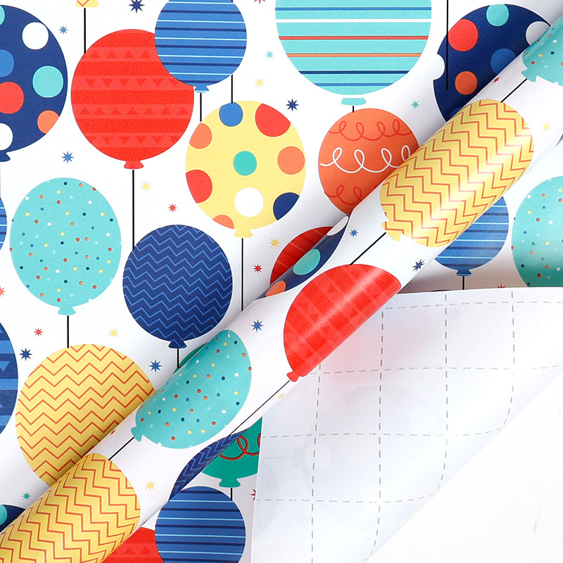 Transfronterizos para papel de papel de gran tamaño Happy Birthday Carton Wrapper Color Balloon Paper Gift Set Creativo