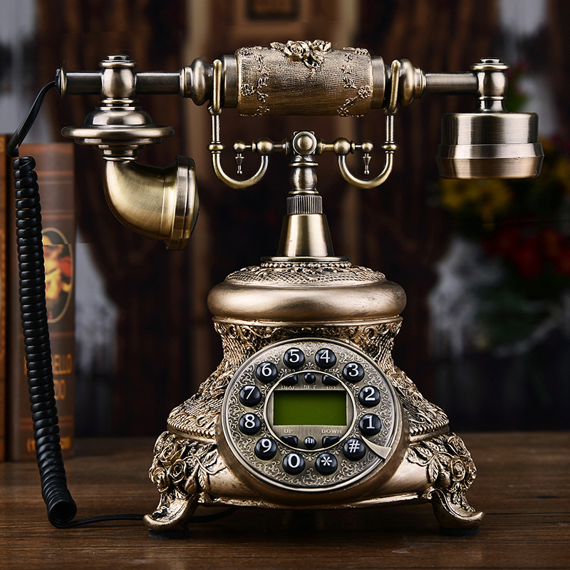 European-style antique retro telephone, home landline, fixed landline for seniors, keypad, caller ID, cordless version, universally compatible.