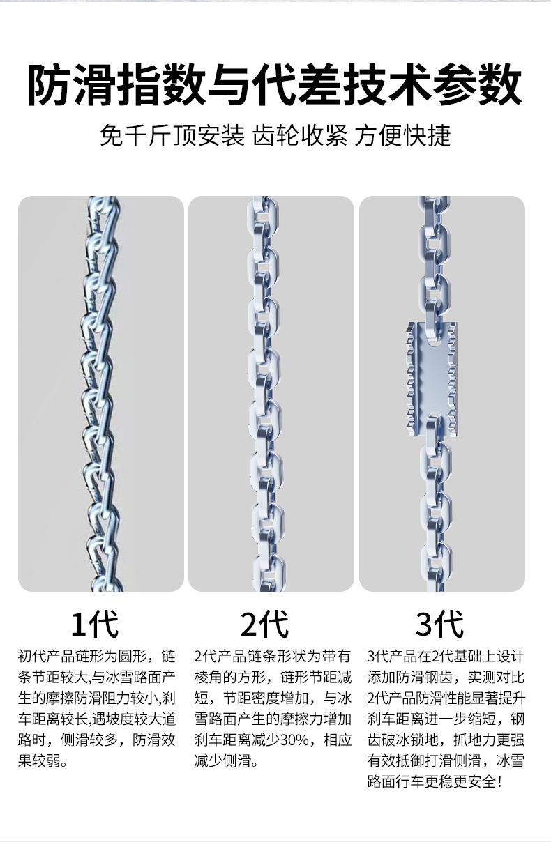 Factory direct sale of new steel snow chains for cross-border universal emergency use on car snow tires, sedans, and SUVs
