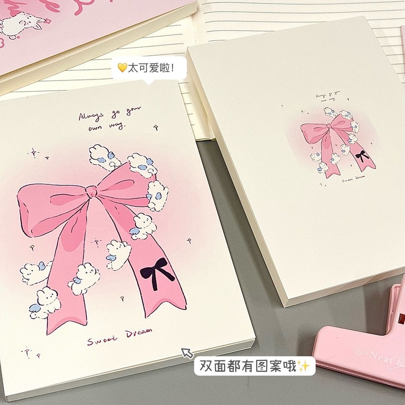 新作A5空虚本蝶結びウサギins高颜値少女心メモ帳学生は絵画の草稿を厚くした|undefined