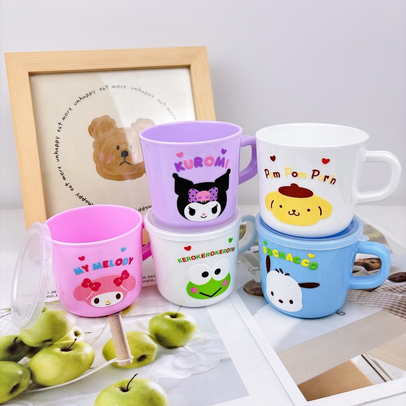 新しい子供用ミルクカップかわいいマカロンクロミ蓋ハンドル付き飲料カップ子供用うがい薬と歯磨きカップ|undefined