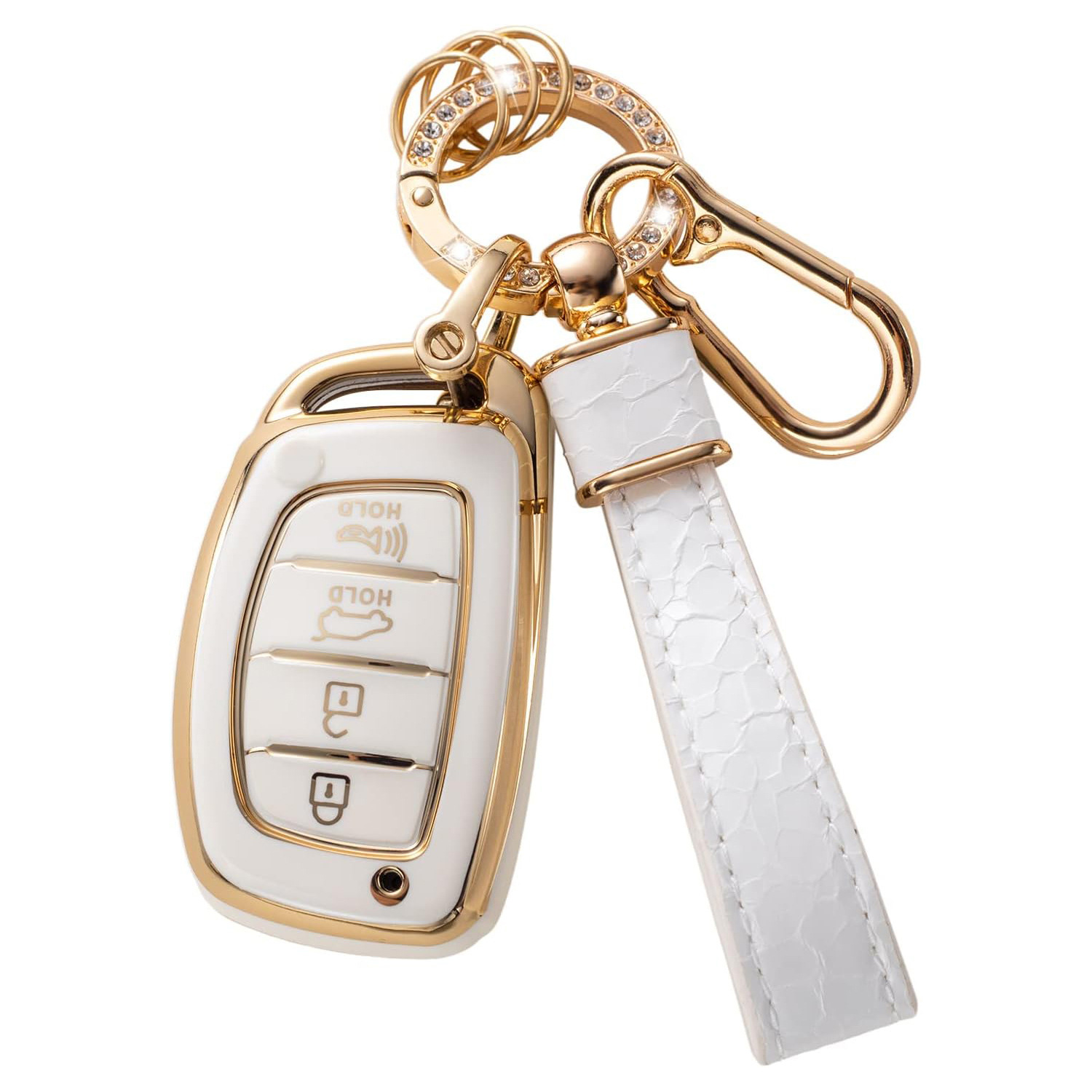 Cross-Border Hot-Selling Gold Edge Key Cover Pendant Car Key Bag Stone Pattern Keychain Amazon Hot Sale Wholesale
