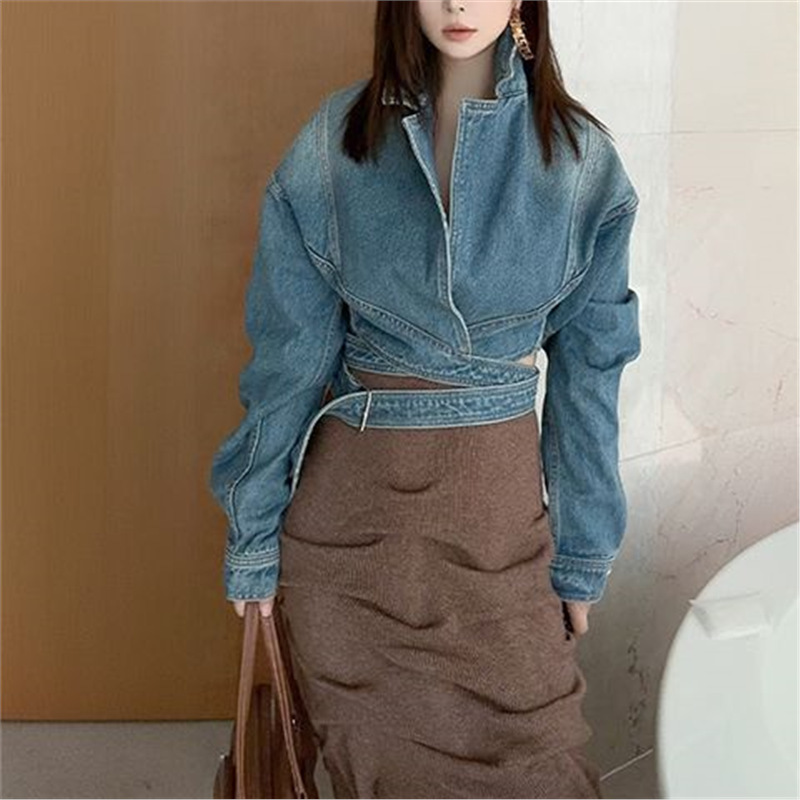 Washed Vintage Denim Jacket Women's 2025 Spring New Loose Korean Style Unique Short Top Design Jacket