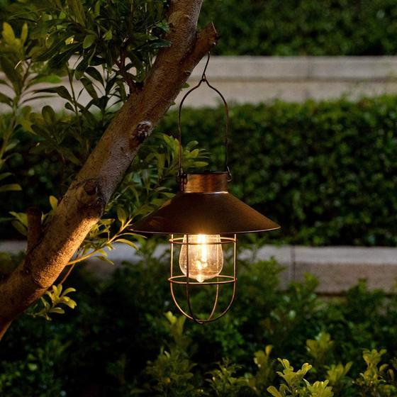 Cross-border solar lamp retro garden lamp outdoor waterproof induction hanging lamp villa balcony garden ancient style tungsten lamp