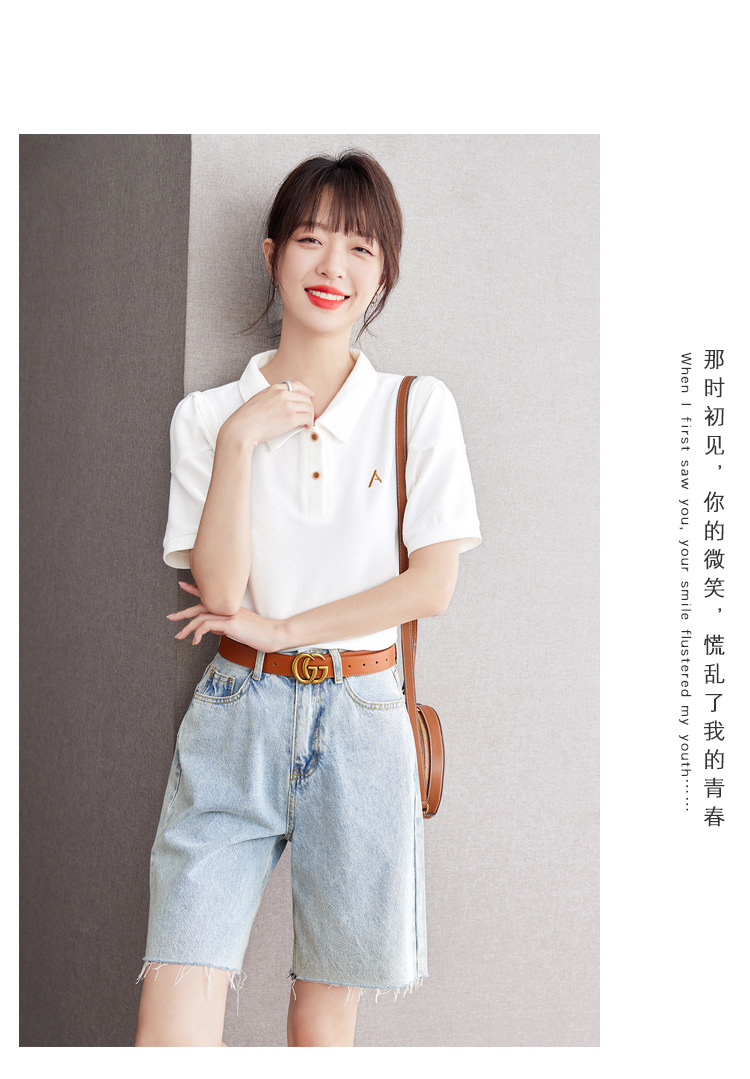 跨境衬衣白色短袖恤女士装夏季2024年新款洋气宽松小衫上衣详情6