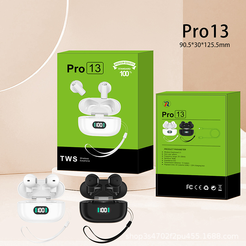Pro13 Bluetooth Headset 2024 New In-Ear Ultra-Long Battery Life Digital Display Power Sports Headset Cross-Border Hot Model Pro13 Bluetooth Headset 2024 New In-Ear Ultra-Long Battery Life Digital Display Power Sports Headset Cross-Border Hot Model