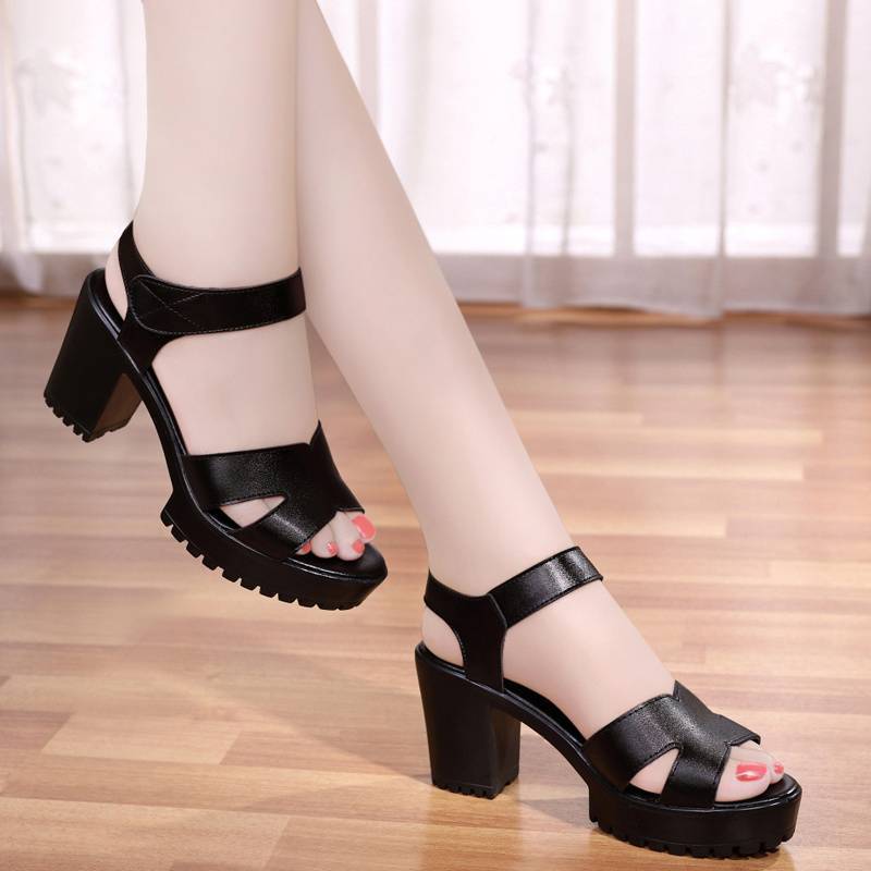 Summer universal sandals heels platform with velcro
