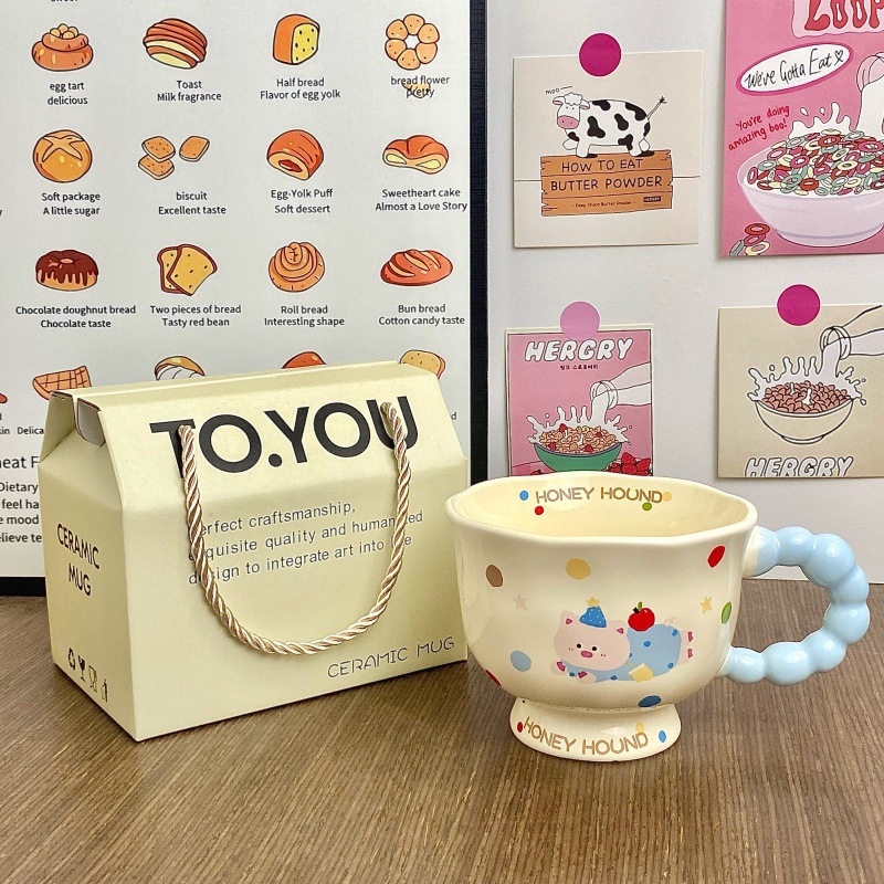 Cute perro de cerámica taza de agua de pareja de chicas taza de oficina taza de café regalo de cumpleaños taza de cerámica