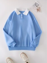G 70121 Men's Color Block Polo Sweatshirt ײɫ��������