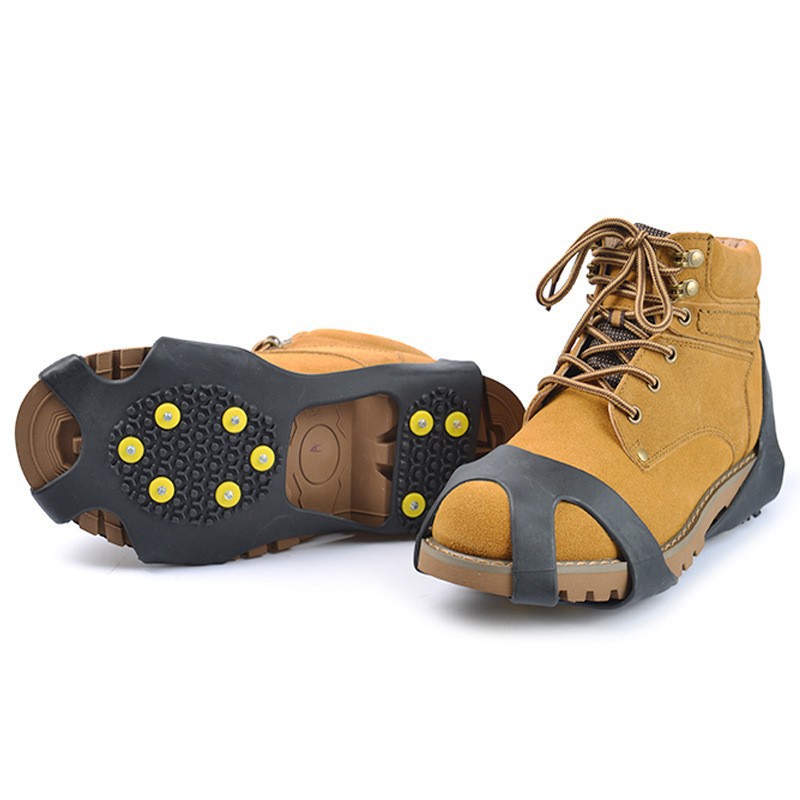 メーカー卸売り10歯釘シリカゲル氷爪屋外雪クライミング滑り止め靴カバーtpe十釘黄ボタン氷爪