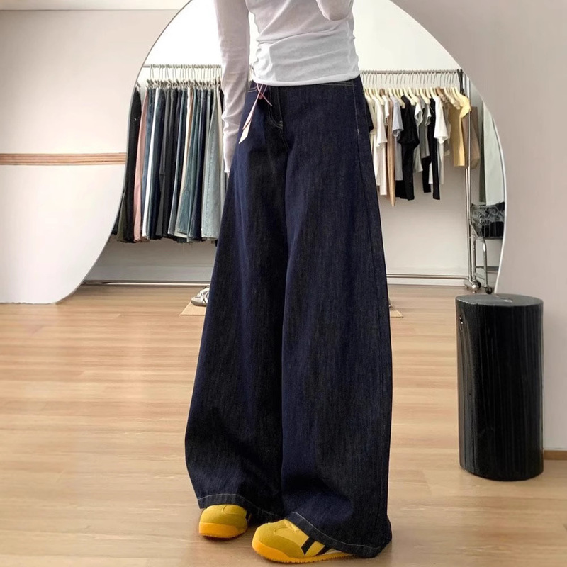 plus size dark blue Wide Leg Pants Jeans Women's 2025 New chubby girl Pear-shaped Body Thick Leg Wide Hip Slim Pants plus size dark blue Wide Leg Pants Jeans Women's 2025 New chubby girl Pear-shaped Body Thick Leg Wide Hip Slim Pants