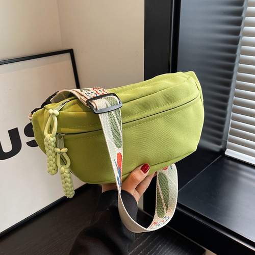 Cotton Canvas Bag for Women 2024 New Style Crossbody Bag Casual Sports Commute Single Shoulder Bag Waist Bag Large Capacity High Fashion