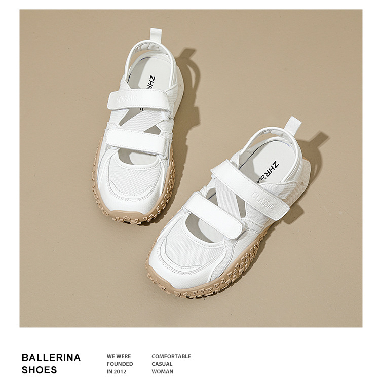 Giày sneaker nữ bít mũi lưới thoáng khí đế dày phong cách thể thao — Màu bạc KD09 chi tiết 24