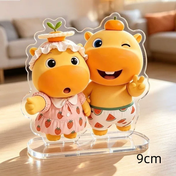Lulu and Lumei in a cute scene together, self-made acrylic standee, fruit couple outfit, sports couple outfit decoration