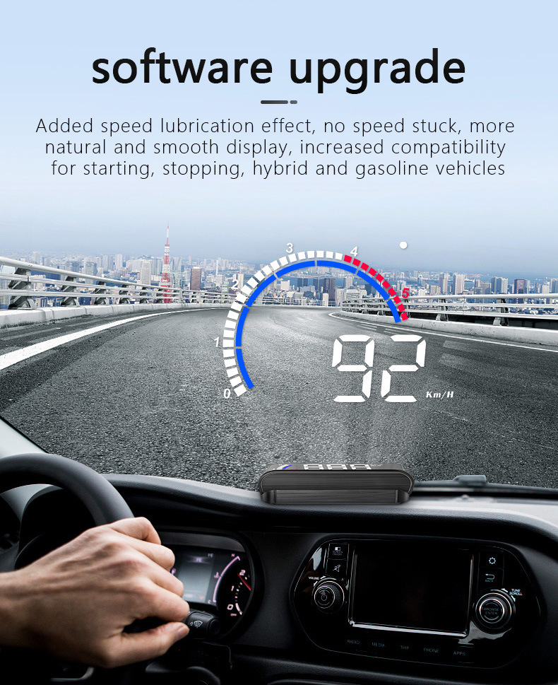 Hud Head-Up Display Obd Car Modification High-Definition Floating Projector with Built-In Sunshade Car Speedometer