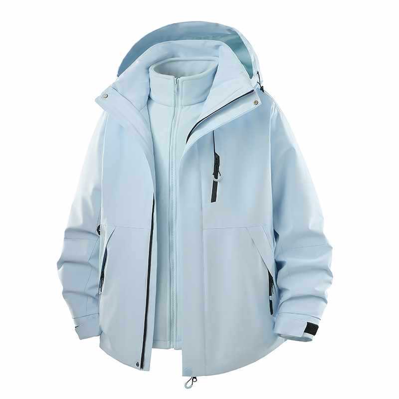 2025 New Winter Outdoor Windproof and Warm Polar Fleece Three-In-One Couple Jacket for Men and Women Two-Open Large Size Soft Shell Mountaineering