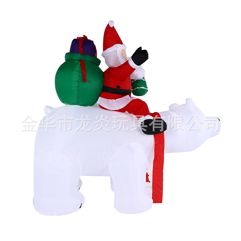 2,1 m inflable Santa Claus montar Oso Polar LED luminoso modelo inflable titular de la mano regalo Santa Claus equitación sacudiendo la cabeza del oso