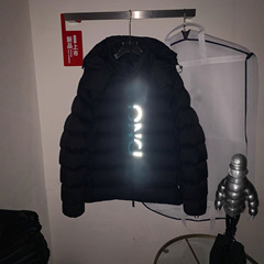 毒家现货25fw高版本美潮夜间荧光黑武士男短款帽衫夹克羽绒服外套