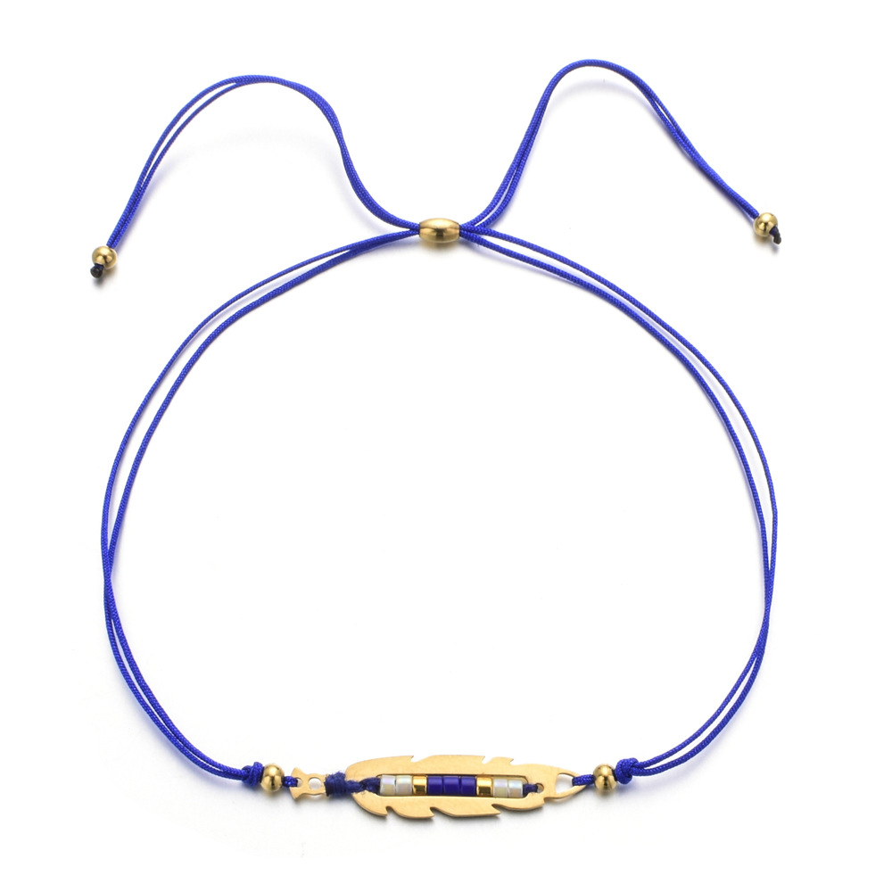 Stainless Steel, rope Material Leaf Pattern Simple Style Leaf Stainless Steel Rope Women's Bracelets