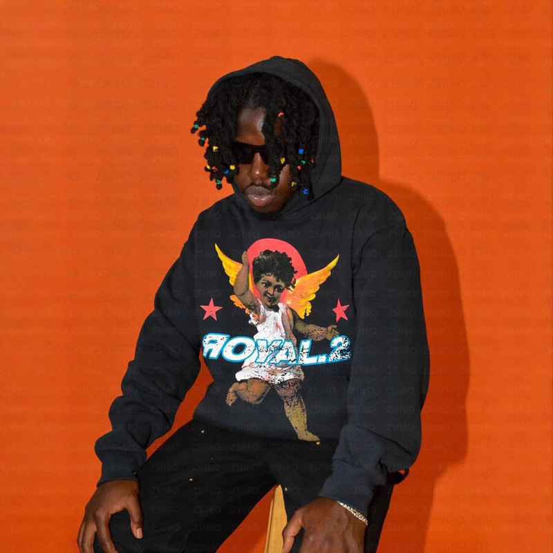 2000S Retro Street Harajuku Men's and Women's Loose Trendyy Angel Pattern Gothic Rock Sports Sweatshirt