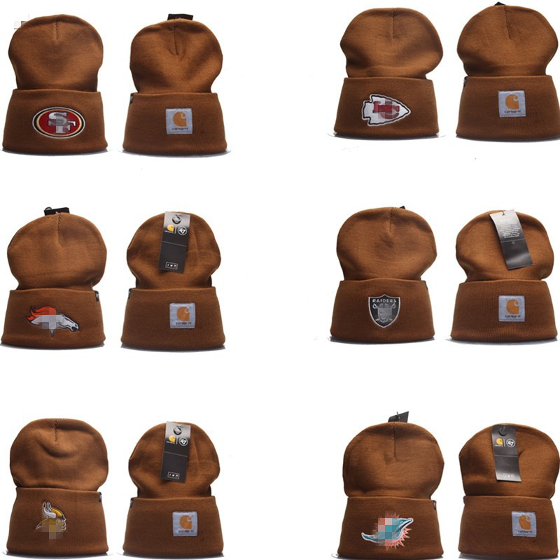 秋冬新款NFL突击者牛仔队橄榄球KC带球毛线帽子男女保暖SF毛线帽