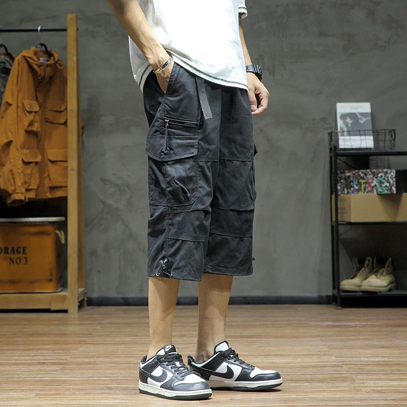 Летние новые модные повседневные укороченные брюки мужские свободные прямые наружные брюки плюс размер одежды прилив простые мужские летние шорты