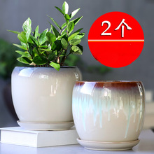 花盆陶瓷大号家用带托盘个性简约蛋型绿植绿萝吊兰小多肉花盆价