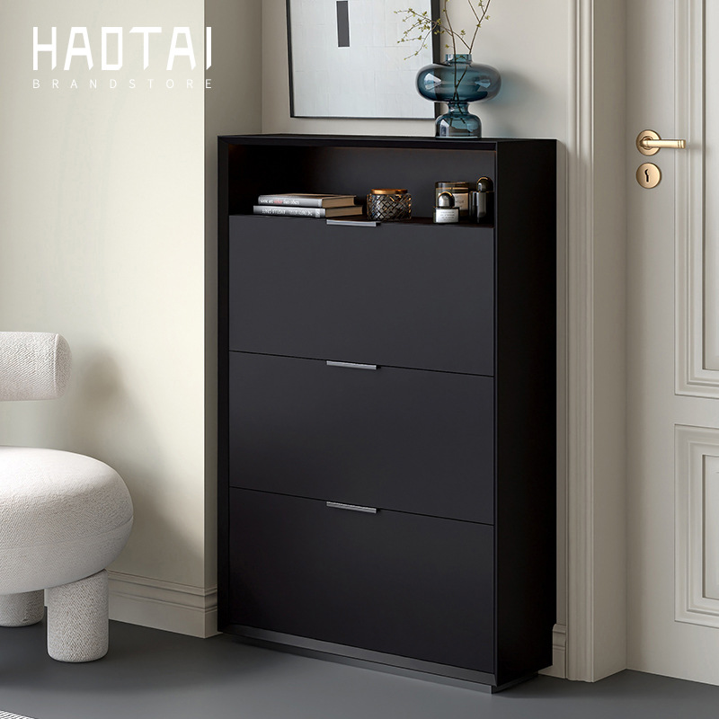 Painted Ultra-Thin Shoe Cabinet Source Manufacturer Home Entrance Cream Style Foyer Entryway Extremely Narrow Flip-Top Entrance Cabinet