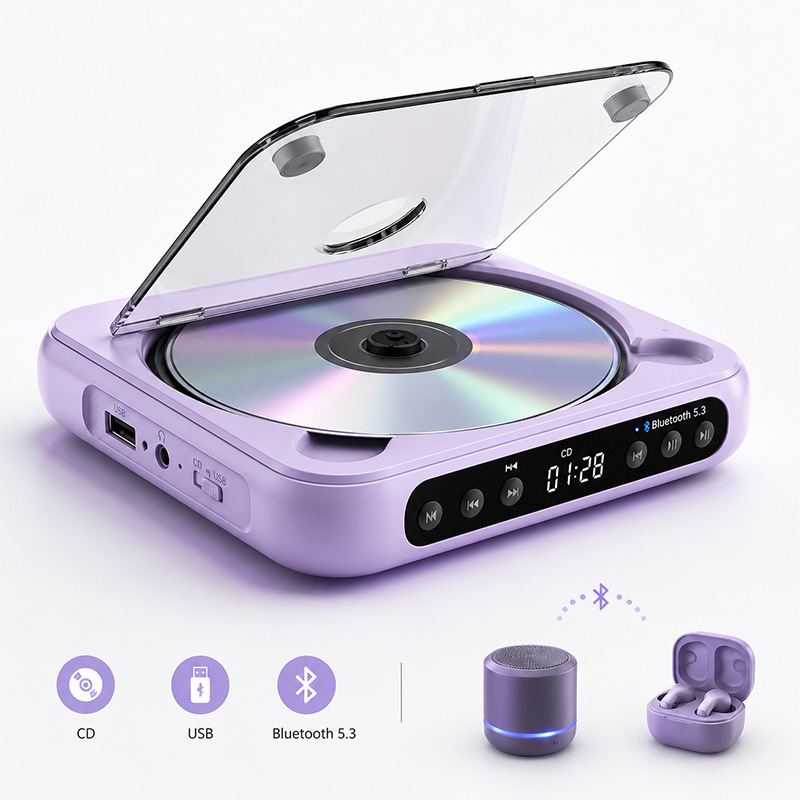 Reproductor de CD portátil con Bluetooth, inalámbrico, tipo walkman, mini reproductor de música, mini álbum de CD para estudiantes image 12