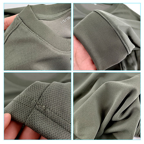 Autumn running gray green long-sleeved crew neck shirt top men's spring and summer quick-drying long-sleeved sportswear physical training T-shirt