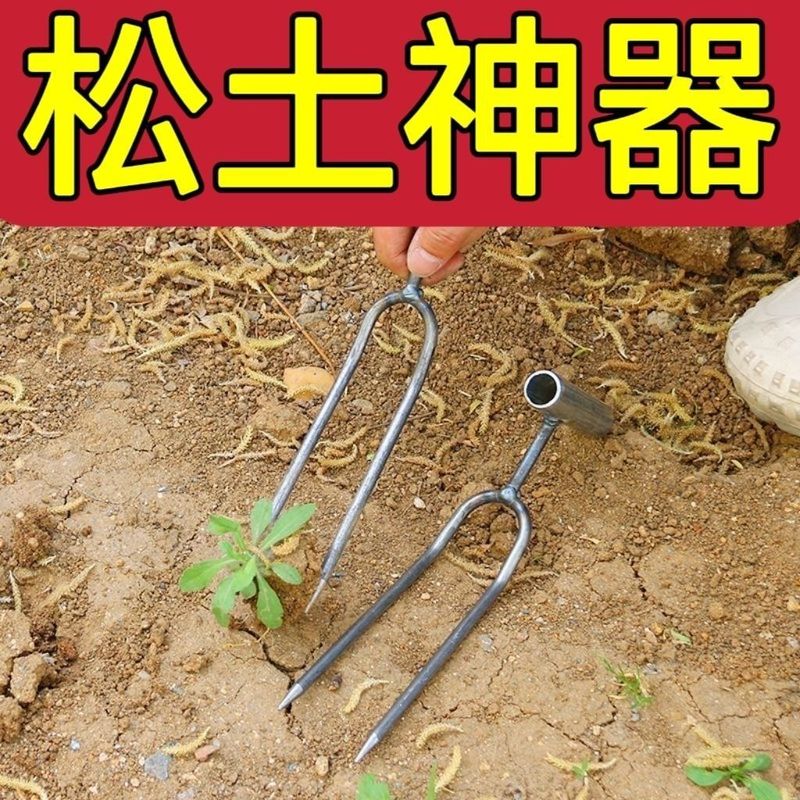 土壌ほぐしツール、2本歯ハンドフォーク、農業用2本歯熊手、シャベル、園芸、野菜、花の植え付け、施肥、除草ツール|undefined