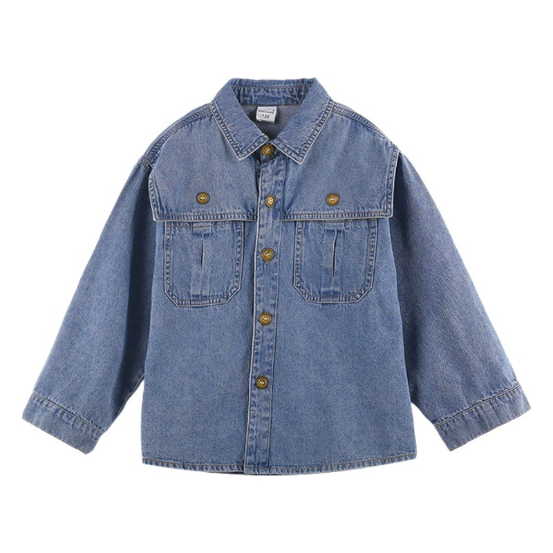 [Clearout] Корейские джинсовые рубашки и куртки для мальчиков и девочек, весенняя одежда, детские топы, модные рубашки