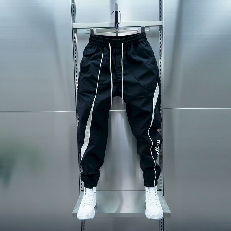 Factory Direct Sale 2025 Trendy Men's Summer Thin Spliced Jogger Casual Pants Youth Quick-Dry Slim Pants